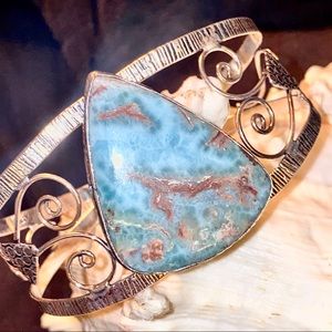 Caribbean Larimar handcrafted cuff